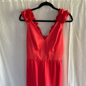 EUC Adrianna Papell Red Ruffled Jumpsuit size 6